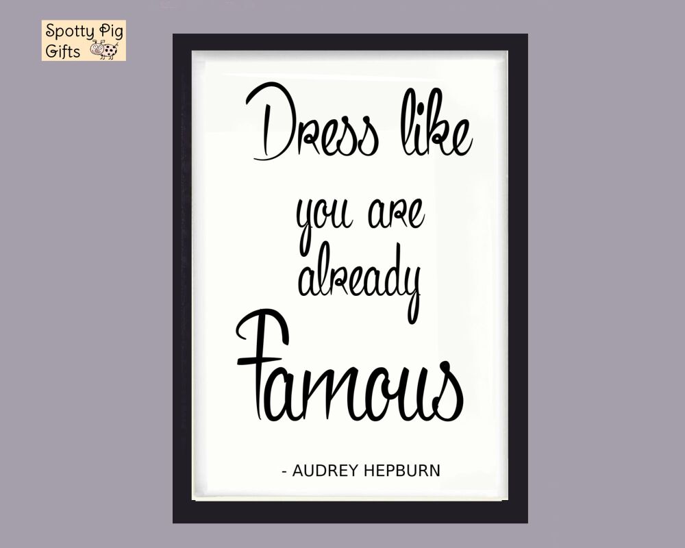 Print Wall Art Quote Famous Audrey Hepburn Picture Poster Hollywood Icon Lipstick Framed or Unframed A3, A4, A5