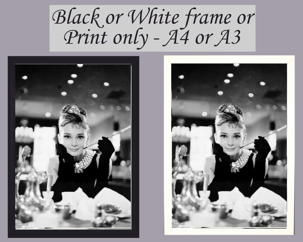 <!-- B84 -->Print Wall Art Audrey Hepburn Picture Poster Breakfast at Tiffa