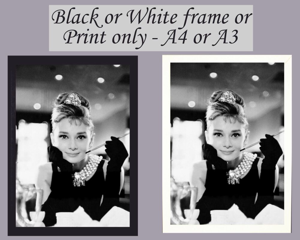 <!-- B93 -->Print Wall Art Audrey Hepburn Picture Poster Breakfast at Tiffa