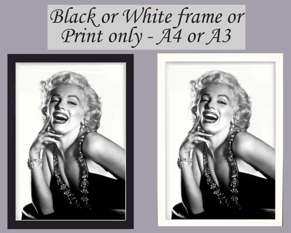 Print Wall Art Marilyn Monroe Picture Poster Hollywood Icon Framed or Unframed A3, A4, A5