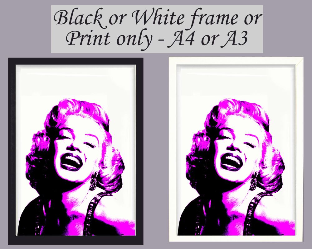 Print Wall Art Marilyn Monroe Pink Picture Poster Hollywood Icon Framed or Unframed A3, A4, A5