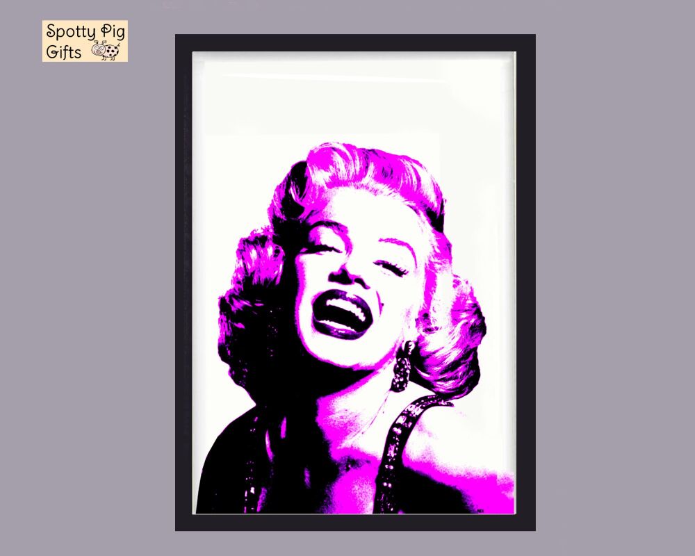 Print Wall Art Marilyn Monroe Pink Picture Poster Hollywood Icon Framed or Unframed A3, A4, A5