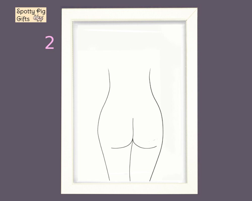 Line Art Drawing Print, Wall Art Perfume & Logo Framed Picture Bum Butt Poster Home Decor Lounge, Sassy, Gift A3, A4, A5