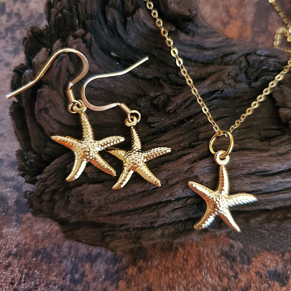 Starfish Earrings Gold Beach Sea Fish Statement Eye Catching Anti tarnish Xmas Gift