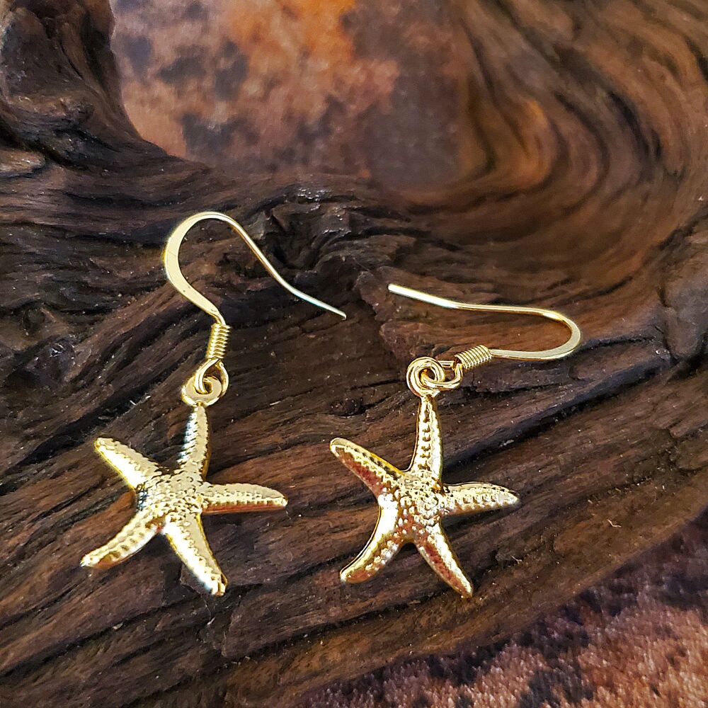 Starfish Earrings Gold Beach Sea Fish Statement Eye Catching Anti tarnish Xmas Gift
