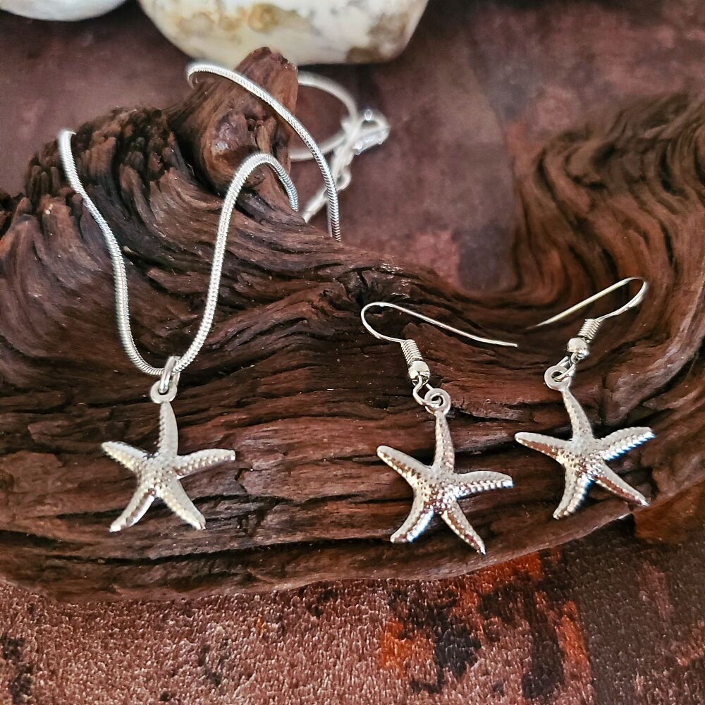 Starfish Earrings Silver Stainless Steel Beach Sea Fish Statement Eye Catching Anti tarnish Xmas Gift