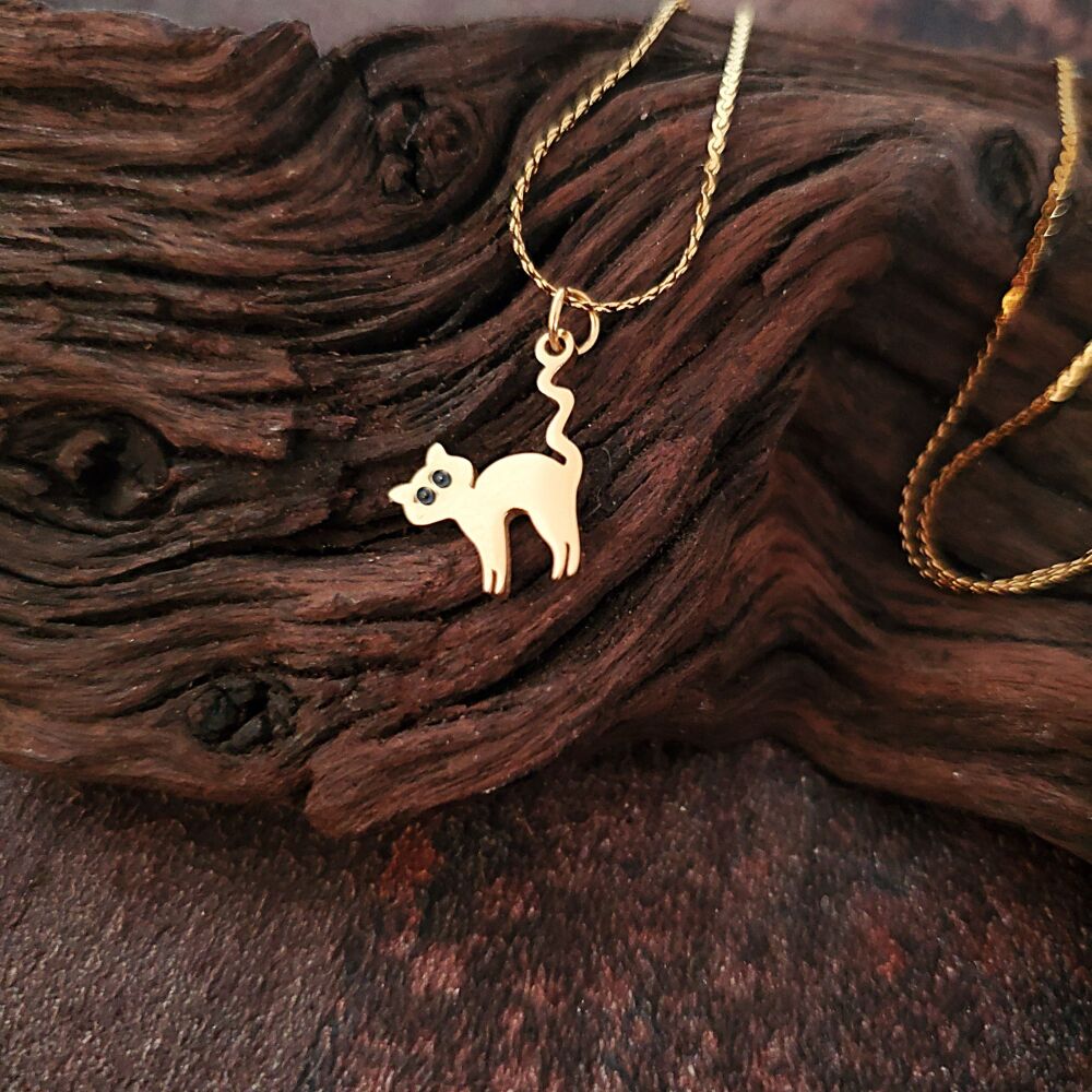 Cat Necklace Gold Statement Cable Chain Eye Catching Anti tarnish Gift Xmas