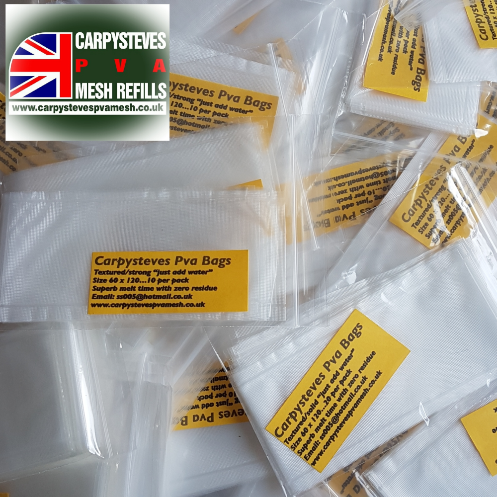 SPECIAL OFFER!! 100 X Carpysteves Pva Textured Bags 60 X 120 plus 10 Free B