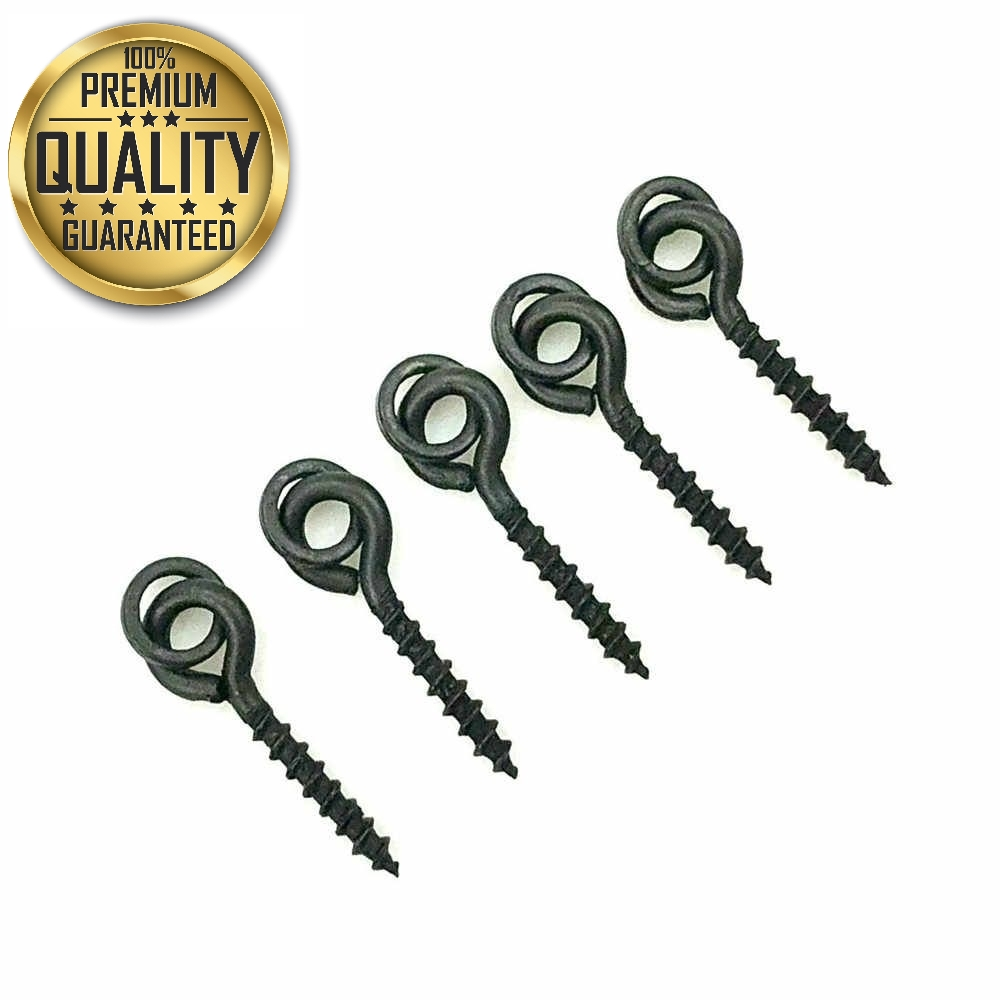 8 x Carpysteves matt black teflon coated bait screws (with round ring)