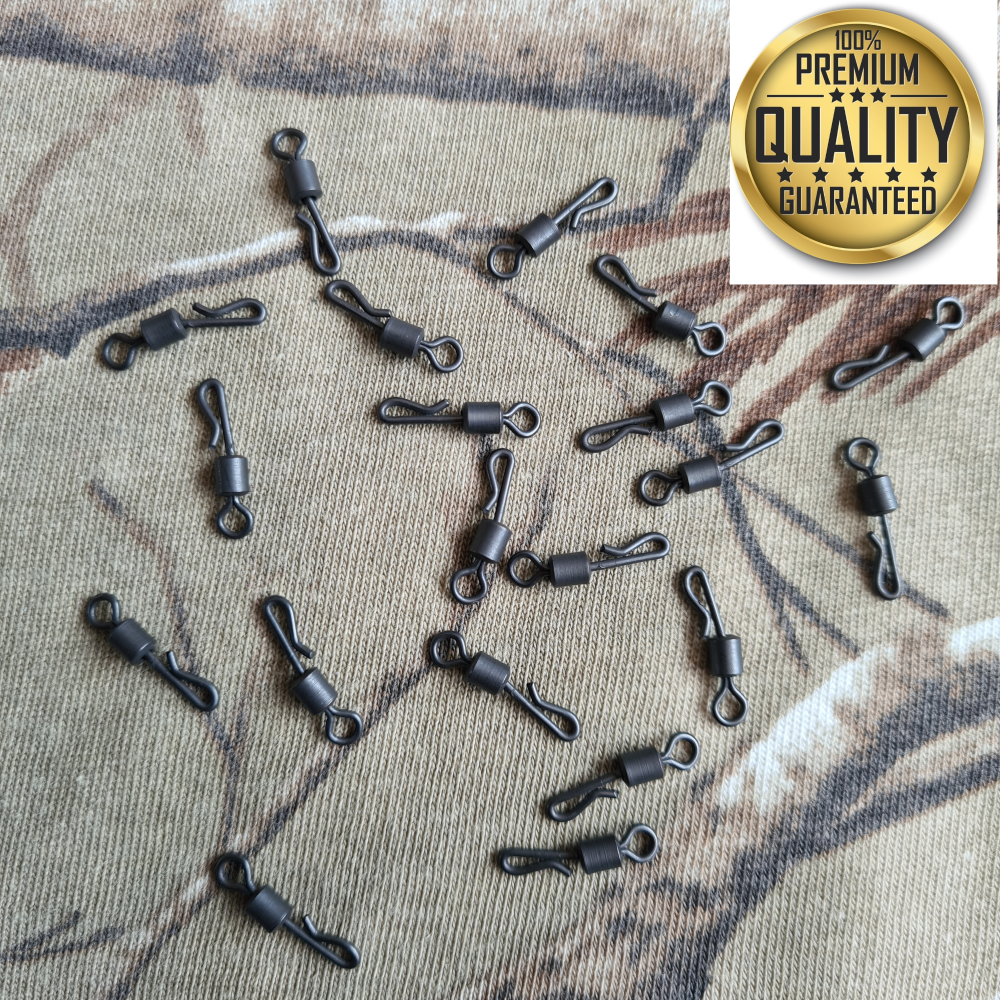 20 x Carpysteves Quick Change  Black Teflon Coated Size 8 Swivels