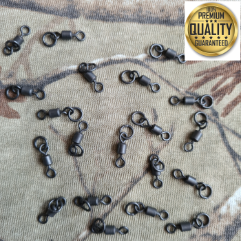 20 x Carpysteves Matt Black Teflon Coated Size 8 Ring Swivels