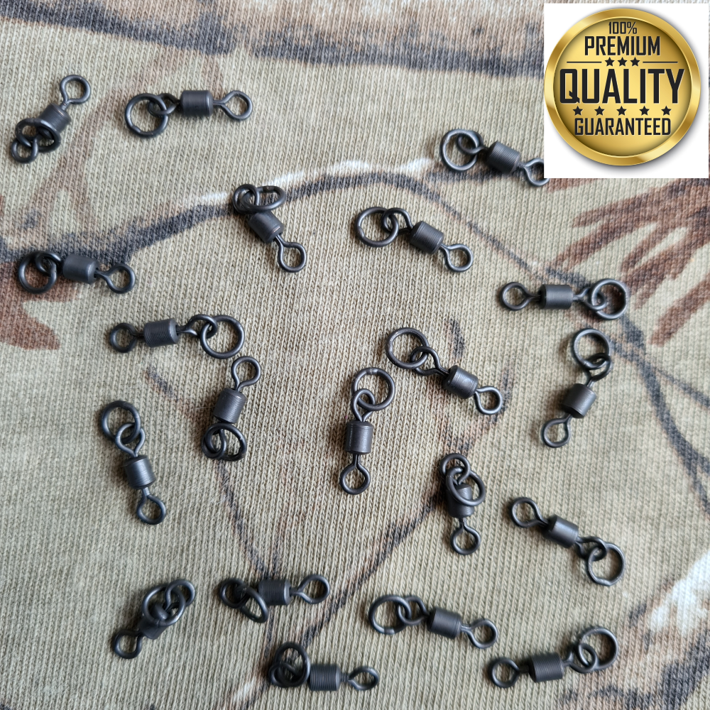 20 x Carpysteves Matt Black Teflon Coated Size 11 Ring Swivels