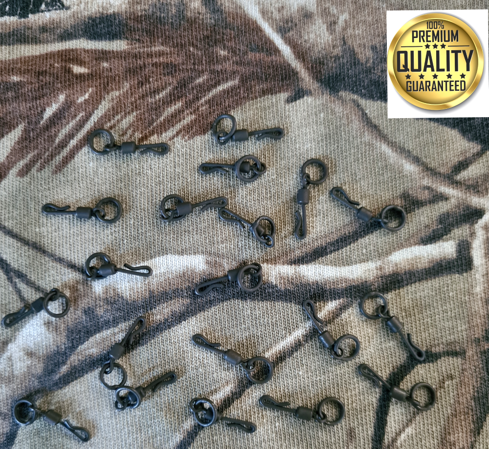 20 x Carpysteves Quick Change Matt Black Teflon Coated Ring Swivels Size 11