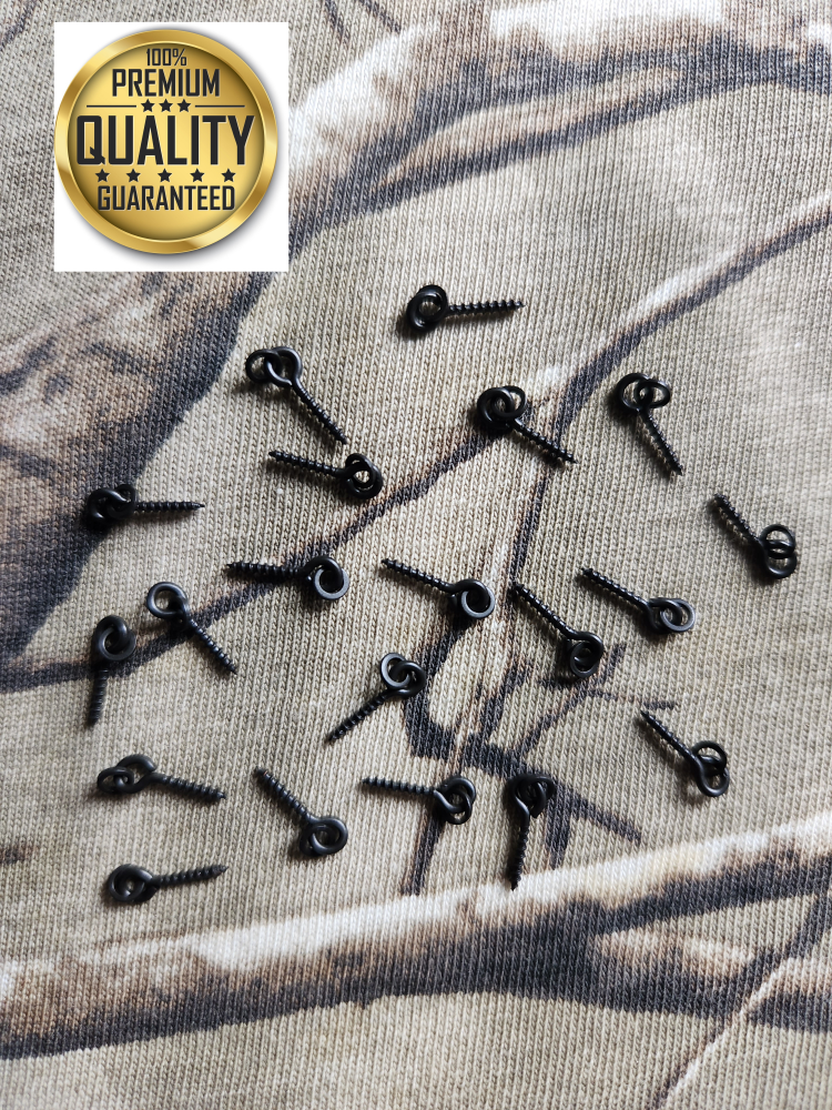 20 x Carpysteves Matt Black Teflon Coated Round Bait Screws