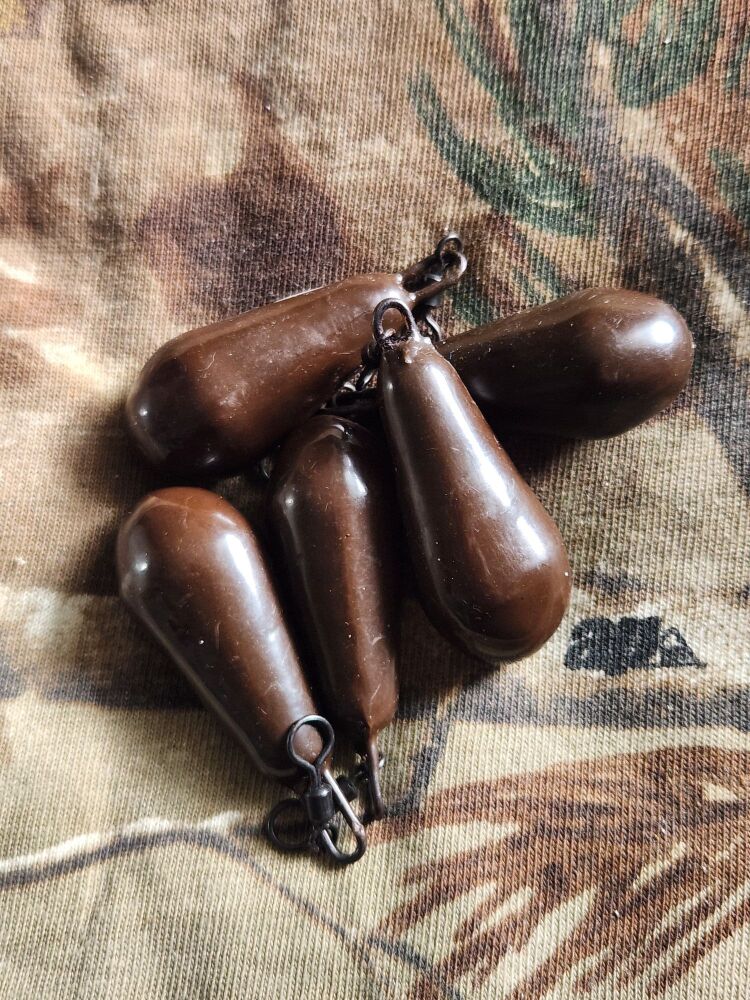 New Product; 5 x Carpysteves 2oz Smooth Brown Distance Pears Leads