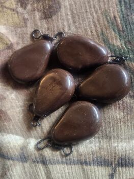 New Product; 5 x Carpysteves 2oz Smooth Brown Flat Pear Leads