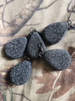 New Product; 5 x Carpysteves 3oz Black Mottled Textured Flat Pear Leads