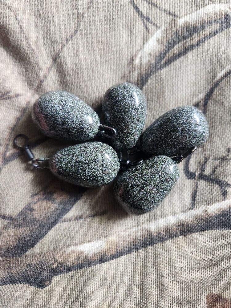 New Product; 5 x Carpysteves 3oz Army Camo Smooth Dumpy Pear Leads