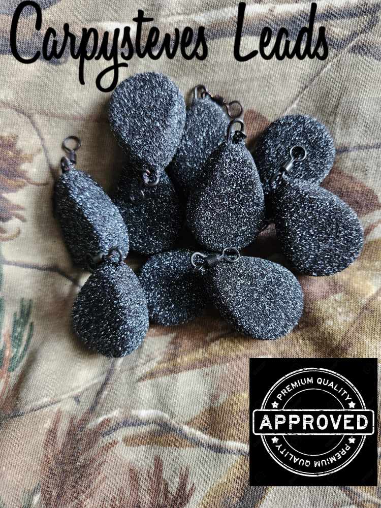 New Product; 10 x Carpysteves 2oz Black Mottled Textured Flat Pear Leads