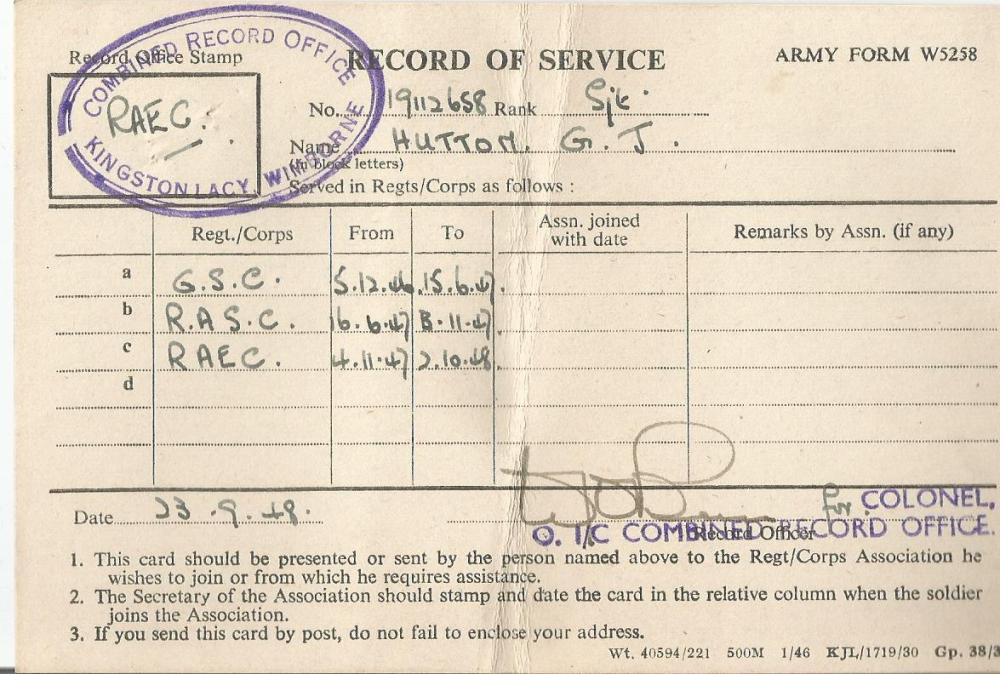 record of service