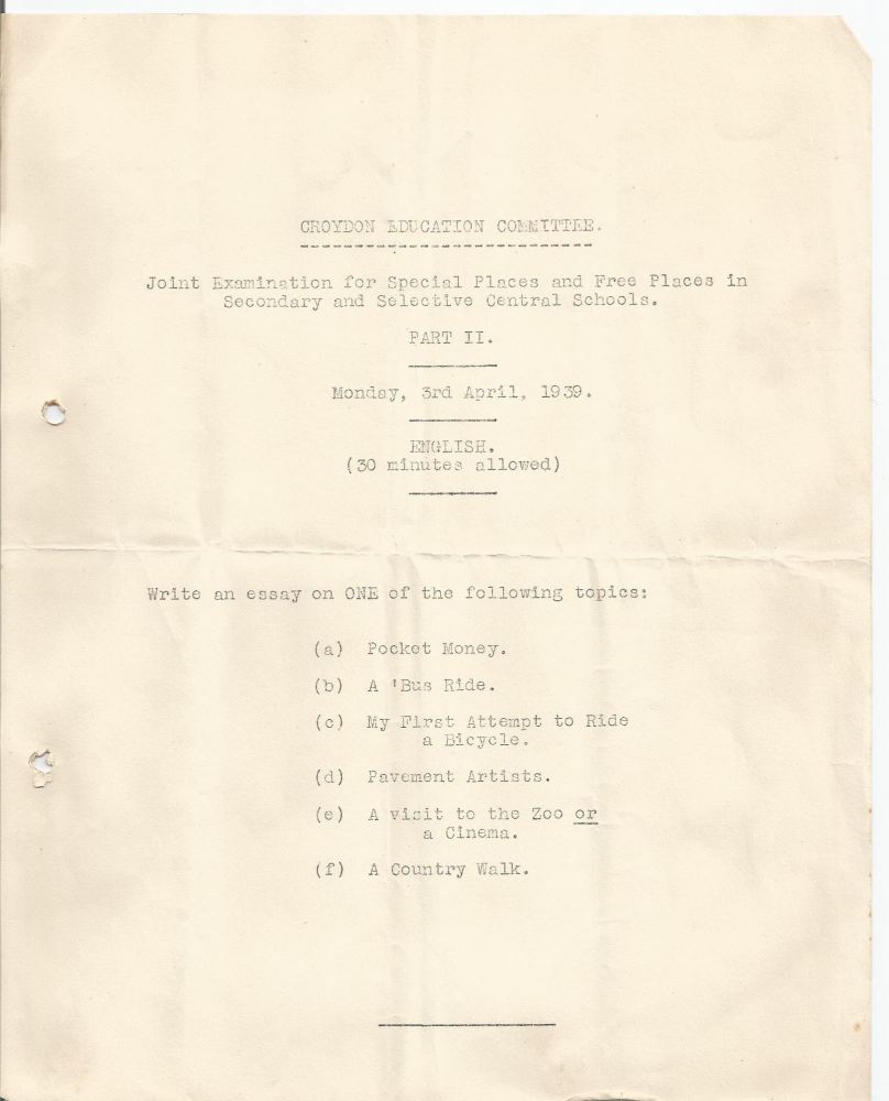 free places exam english 3.4.1939 looks like a trial run
