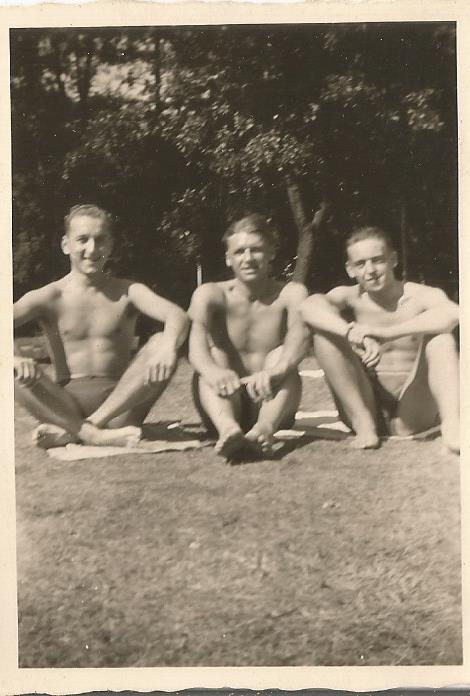 swimming on in public pool with Germans at Hilden August 1947