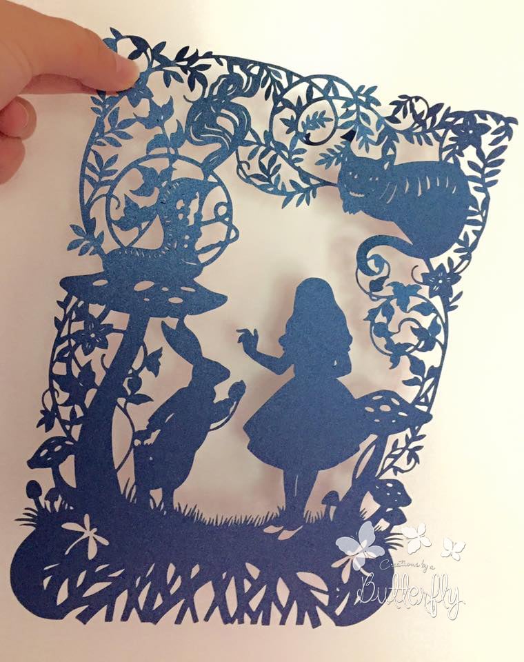 Alice and White Rabbit Paper Cut