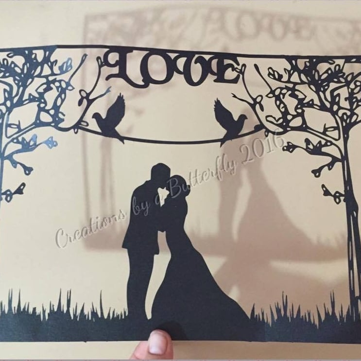 Wedding Couple Paper Cut - hand finished paper cut