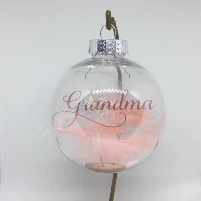 Grandma, Feather Filled Bauble - 6.5cm shatterproof bauble