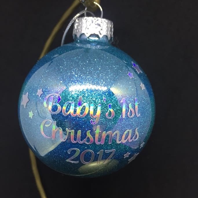Babys 1st Christmas Personalised 6cm Glass Bauble
