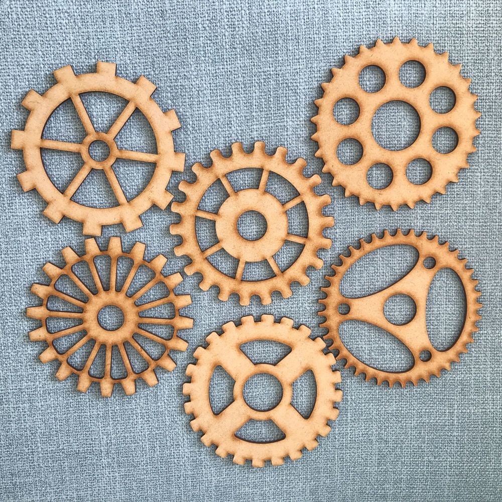 6 Large MDF Cogs Pack