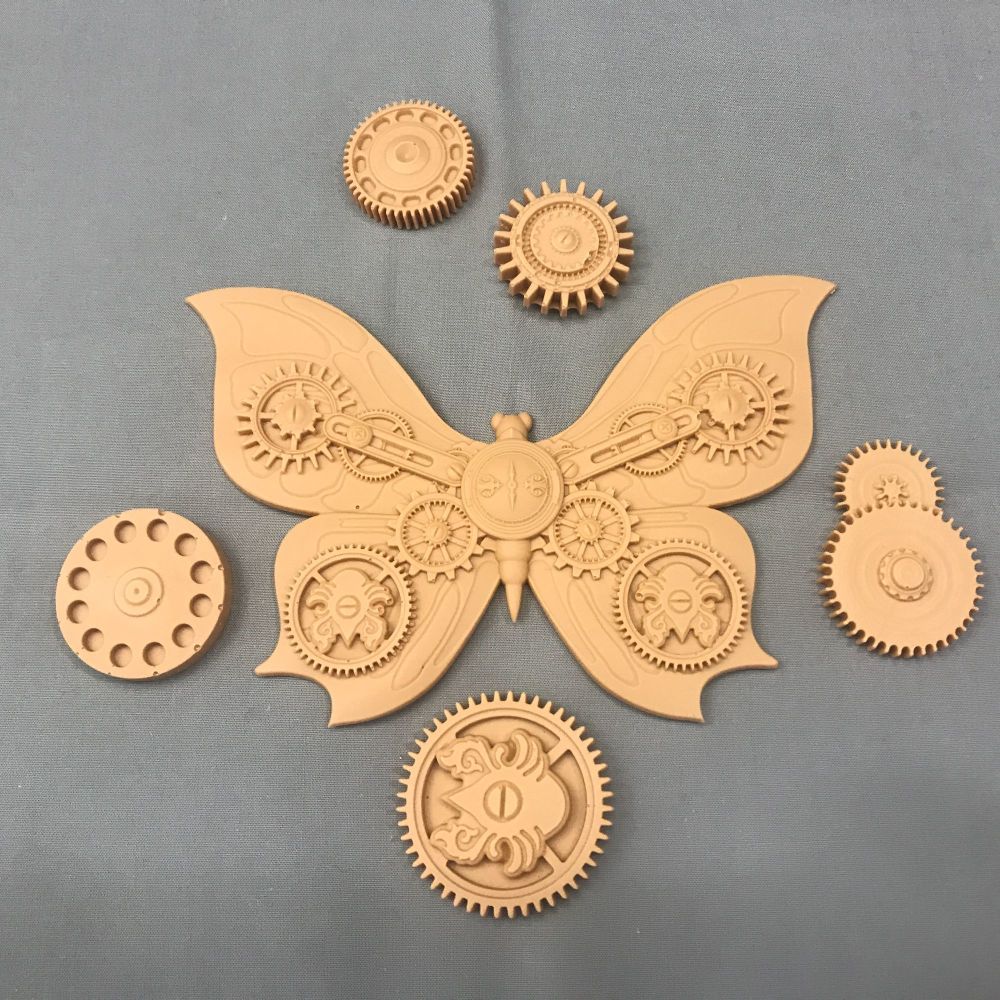 Steampunk Butterfly and Cog Cast Resin Set
