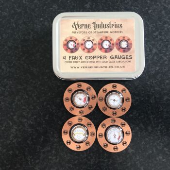 4 Copper Effect Gauges in Tin Box