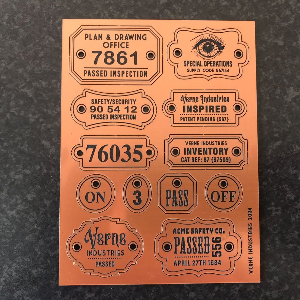 Copper Effect Foundry Labels Design Sheet 1