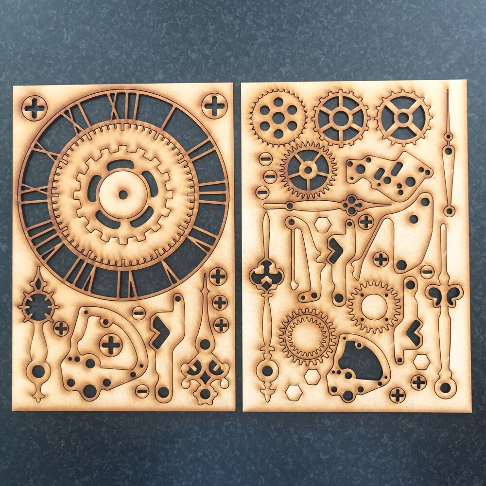 Clock Face & Clock Mechanism Mega Laser Cut Set (2 sheets)