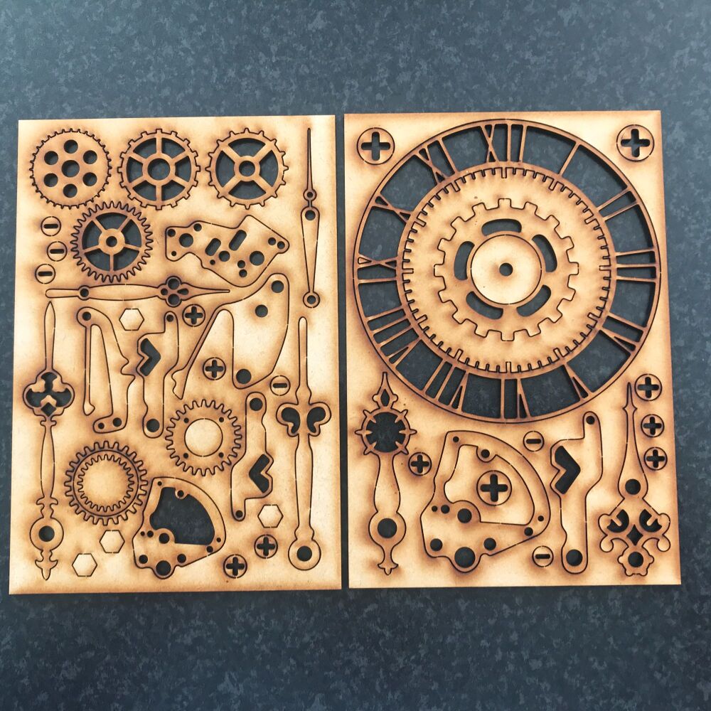 Clock Face & Clock Mechanism Standard Laser Cut Set (2 sheets)