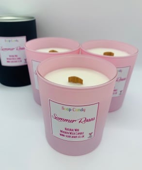 Summer Roses Wooden Wick Candle 