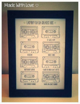 Personalised Cassette Tape Frame with Song Titles