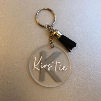 Initial and Name Keyring with Tassel