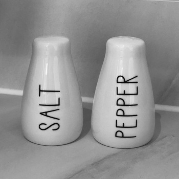 ‘Salt’ and ‘Pepper’ White Porcelain Shakers
