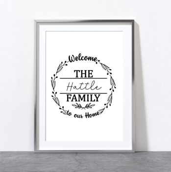 Welcome To Our Home Personalised Print