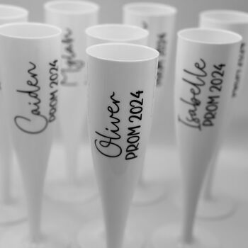 Personalised Prom White Flute Glass