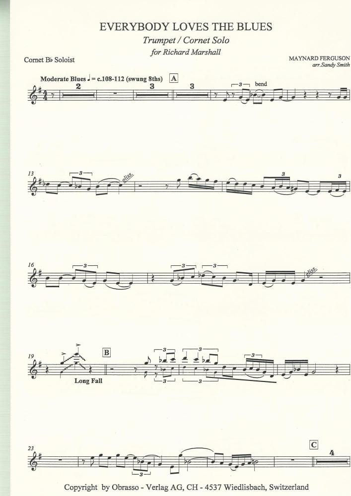 Everybody Loves The Blues - Solo for Bb Trumpet or Cornet and Brass Band - Maynard Ferguson, arr. Sandy Smith