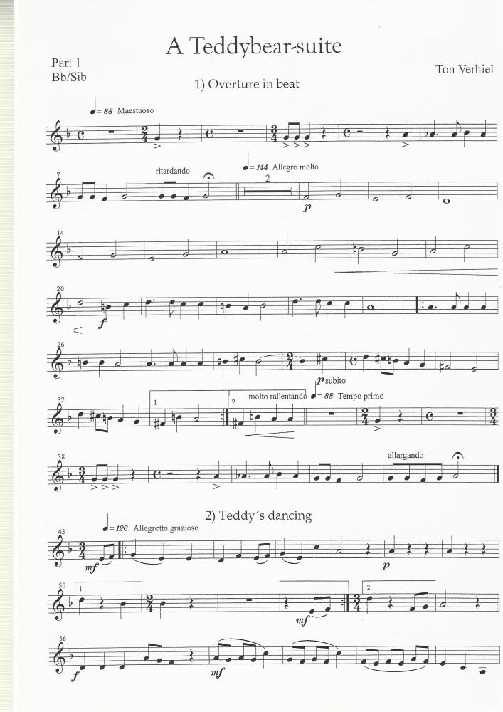 A Teddybear-suite for Brass Band (4-part Level 2) - Ton Verhiel