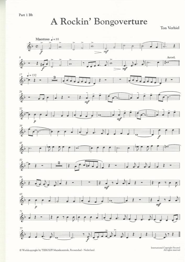 A Rockin' Bongoverture for Brass Band (4-part Level 2) - Ton Verhiel