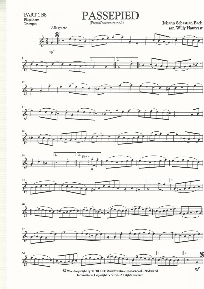 Passepied for Brass Band (4-part Level 2) - J.S. Bach arr. Willy Hautvast