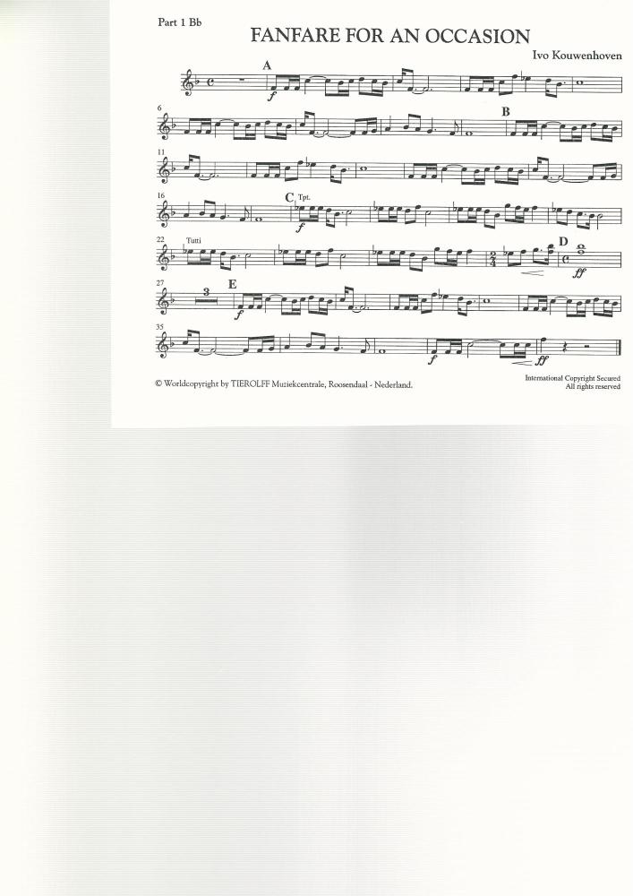 Fanfare for an Occasion for Brass Band (4 part level 2) - Ivo Kouvenhoven