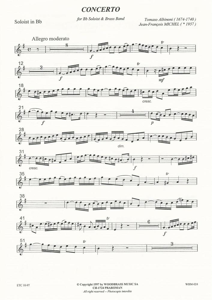 Concerto for Bb Soloist and Brass Band - Tomaso Albinoni, arr. Jean-Francois Michel