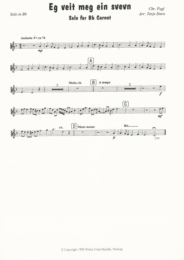 Eg Veit Meg Ein Svevn for Cornet and Brass Band - arr., Terje Stura