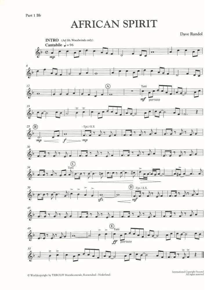 African Spirit for Brass Band (4-part Level 2) - Dave Randol